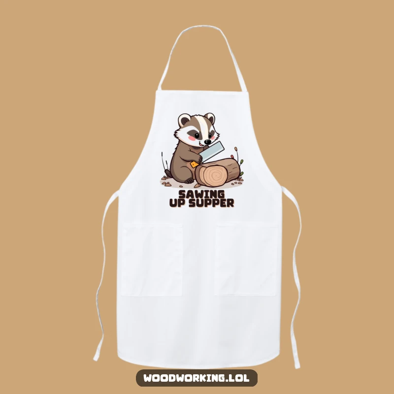 Funny Cheerful Badger Saw Apron - Keep Clean While You Create
