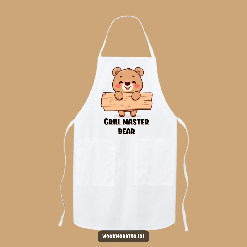 Funny Bear Carpenter Apron: Build with pride, featuring this cheerful fixer, a perfect funny gift!