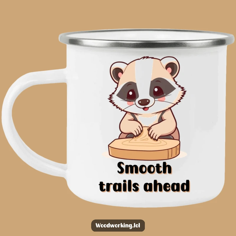Funny Badger Sanding Wood Camping Mug: Hilarious Outdoor Adventure Gear