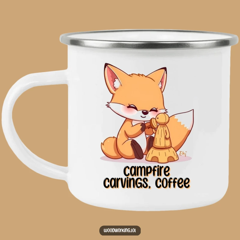 Funny Fox Woodworking Camping Mug: Rustic Humor for Outdoor Crafters
