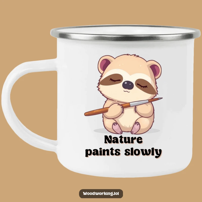 Funny Sloth Artist Camping Mug: Creative Sips in Nature!