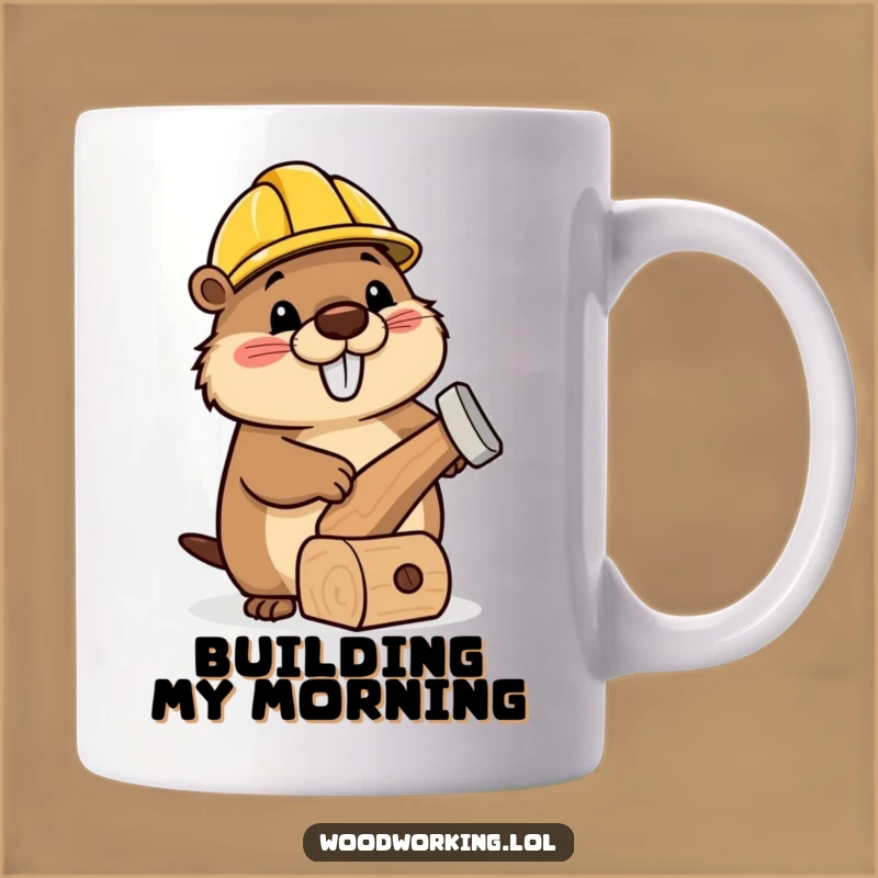 Funny Beaver Builder Mug: Wonky Toy Maker with Hard Hat, Perfect Gift!