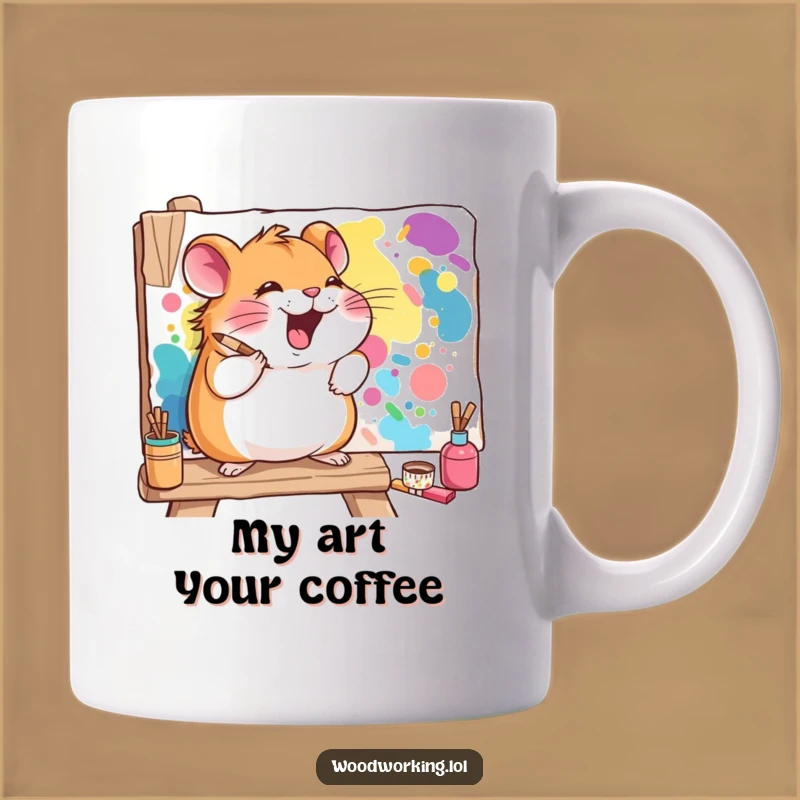 Funny Hamster Artist Mug: Giggling Painter's Mural Creation, Perfect Funny Gift