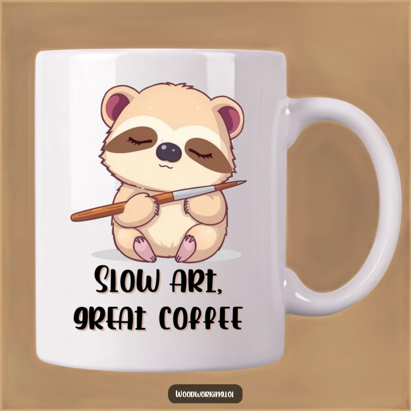 Funny Sloth Artist Mug: Gentle Strokes from a Sleepy Painter!