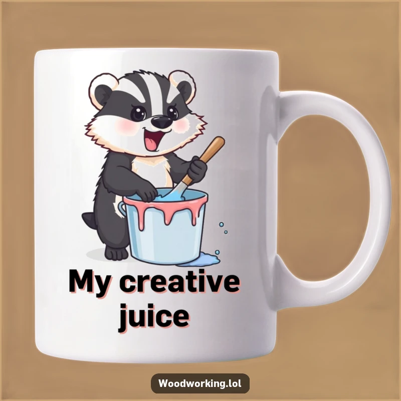 Funny Badger Stirring Paint Mug: A Hilarious Artistic Gift for Creative Friends