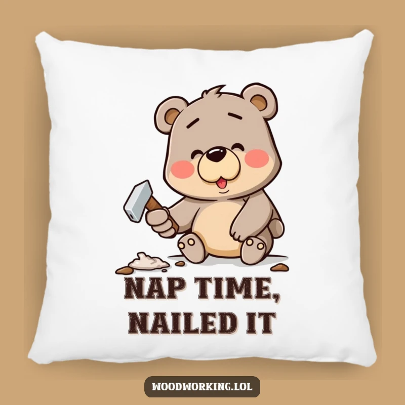 Funny Bear Cozy Pillow: Hilarious Decor for the Determined DIYer - Perfect Gift!