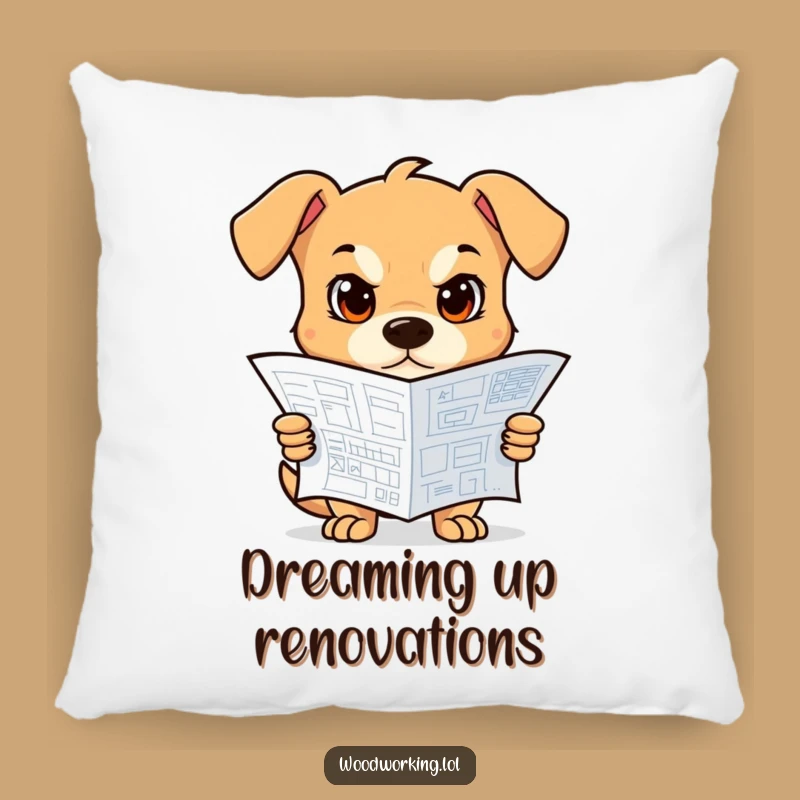 Funny Dog Blueprint Pillow: A cuddly companion with big plans, a perfect funny gift.