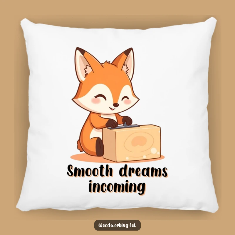 Funny Fox Sanding Pillow: Cozy Comfort with Crafty Woodworking Design, Great Gift