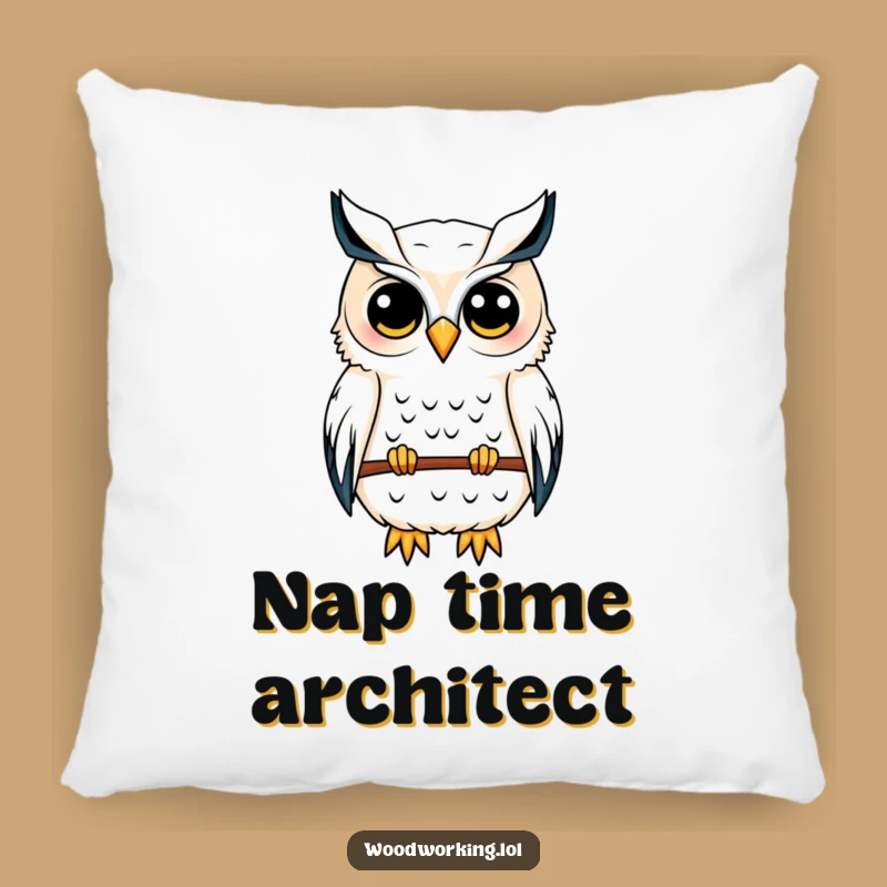 Funny Owl Architect Pillow: Snuggle Up with a Wise Birdhouse Designer