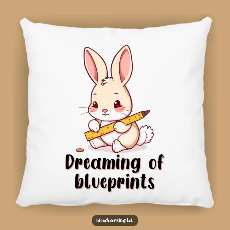 Funny Rabbit Careful Measurement Pillow: Cozy Humor for Your Planning Space