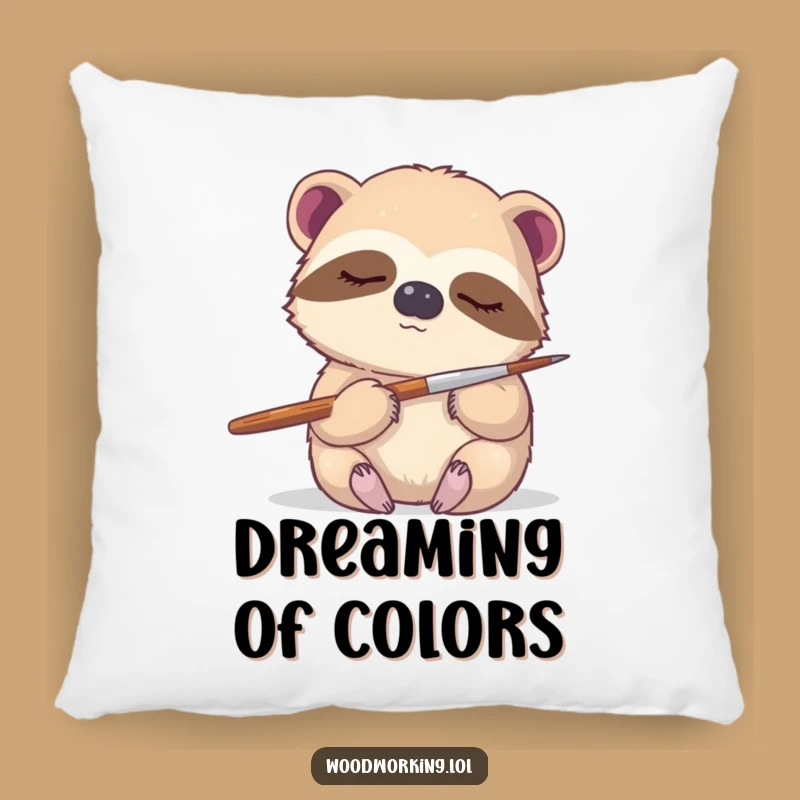 Funny Sloth Artist Pillow: Rest Your Head on Creative Dreams!