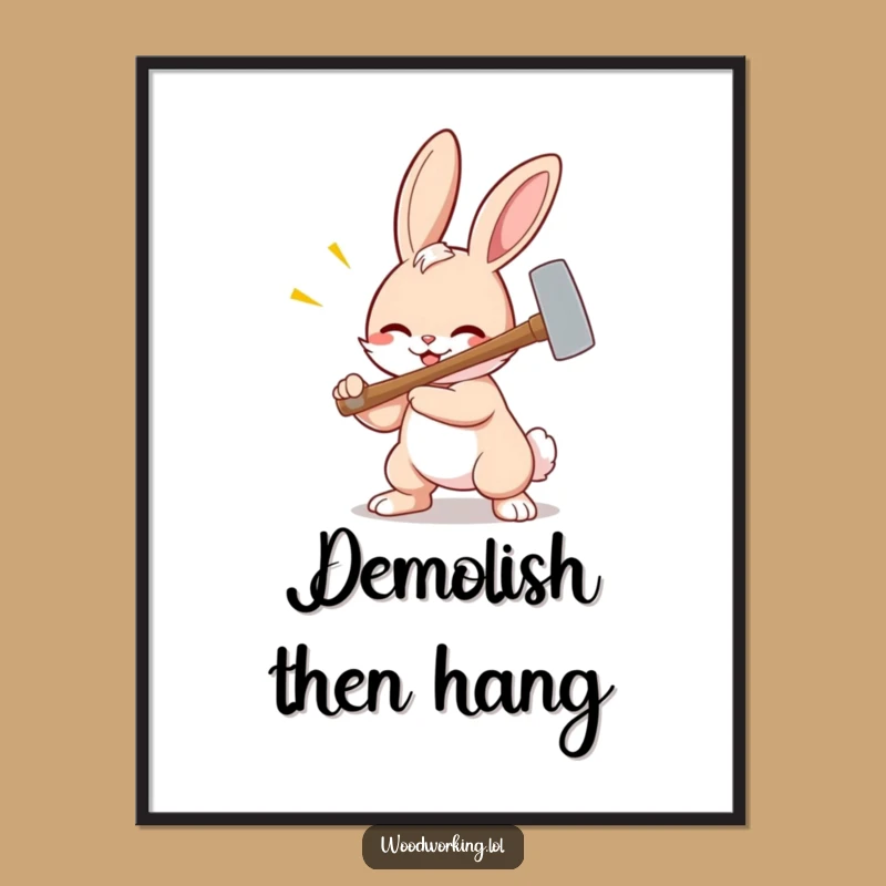 Funny Bunny Hammer Digital Art - Hilarious Cartoon Decor for Walls!