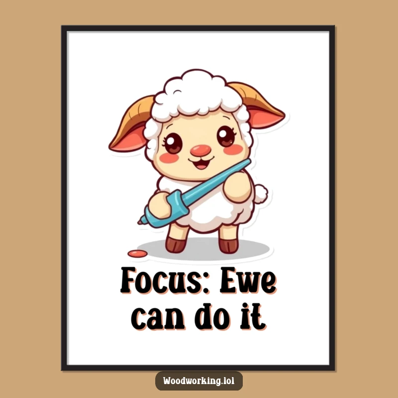 Funny Cheery Sheep Screwdriver Digital Art Print Instant Humor for Your Walls