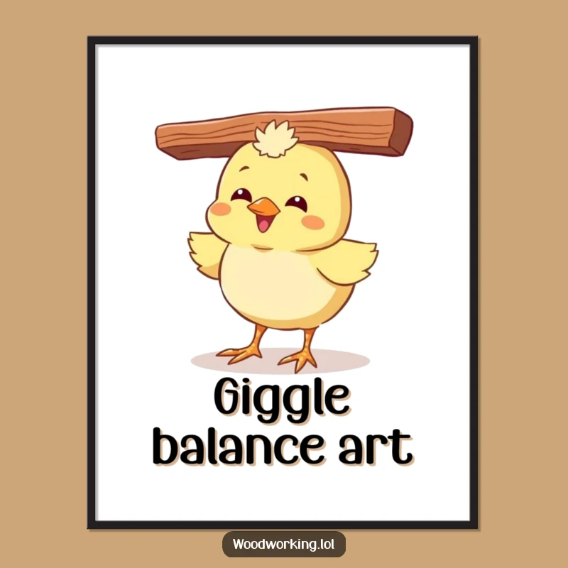 Funny Chick Digital Art: Giggling Bird Balances for Instant Decor