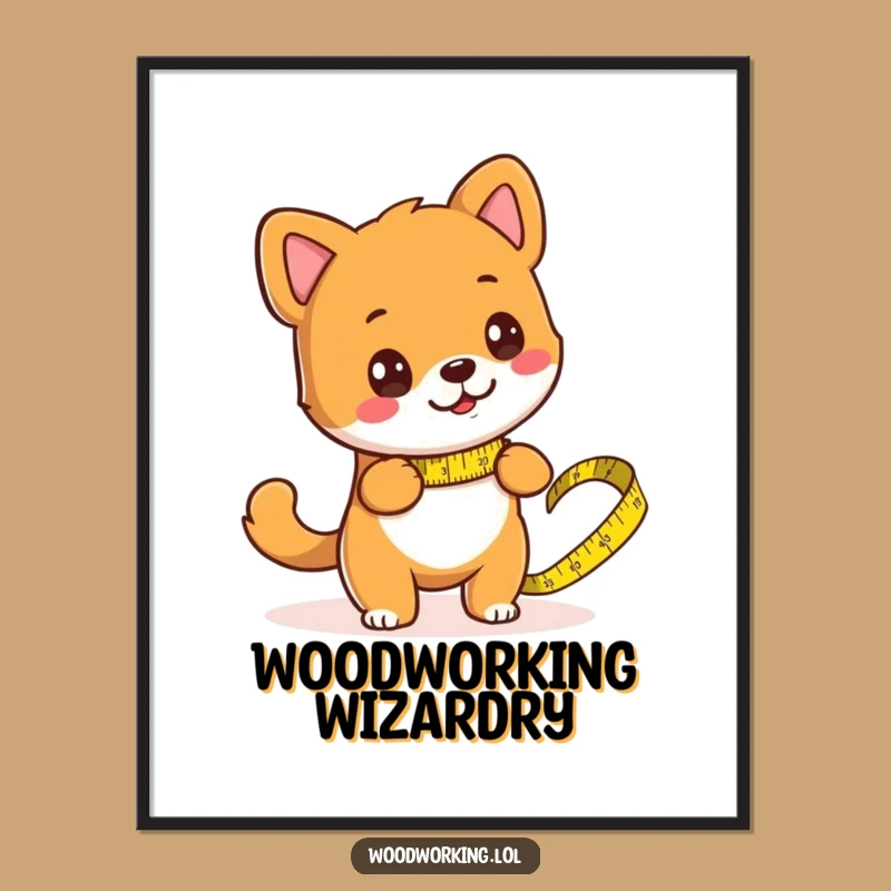 Funny Dog Measuring Wood Digital Art - Hilarious DIY Decor Gift!