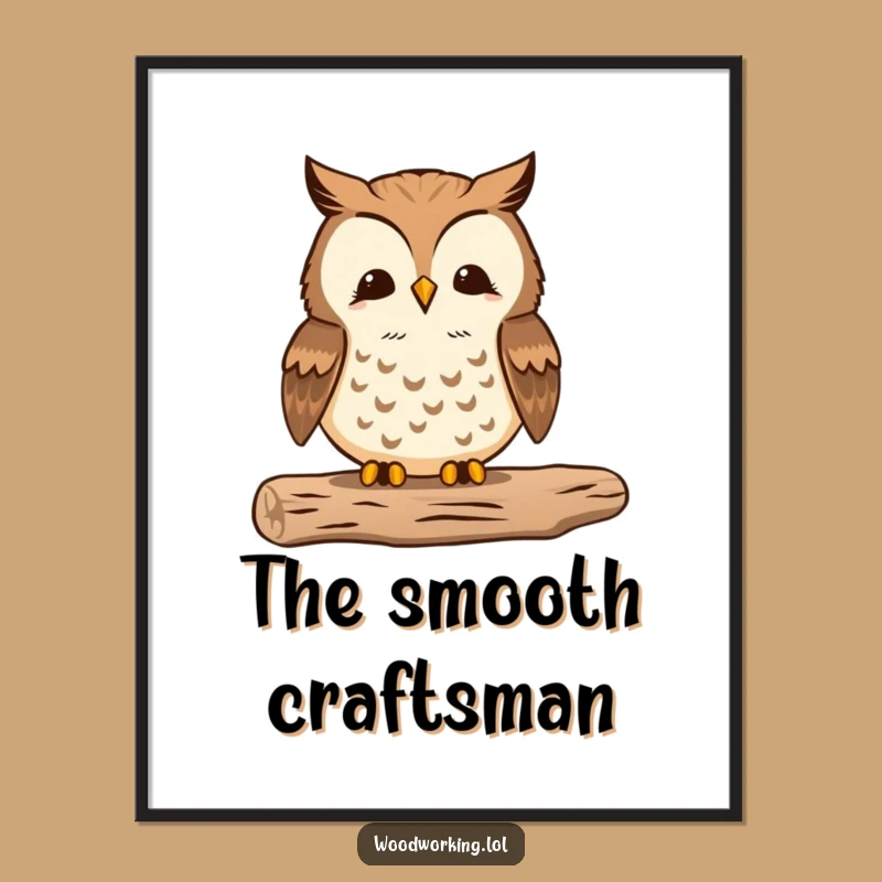Funny Proud Owl Woodworker Digital Art - Meticulous Wall Decor Gift