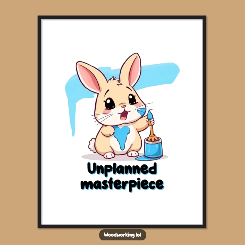 Funny Rabbit Paint Digital Art: Hilarious Blue Mishap Wall Decor