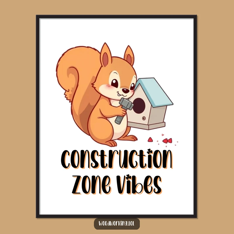 Funny Squirrel Carpenter Digital Art: Diligent Craftsmanship Funny Gift