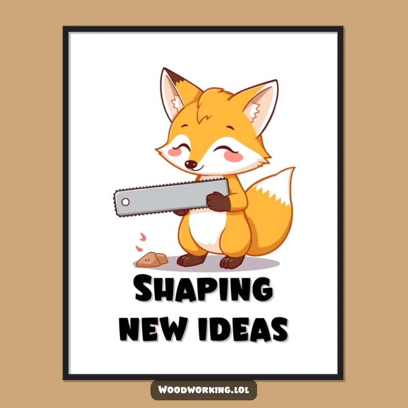 Funny Fox Saw Digital Art Print: Instant Cunning Humor for Your Walls