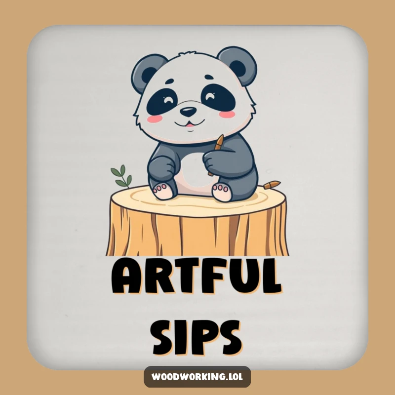 Funny Silly Panda Drink Coaster - Protect Surfaces Artistic Humor Gift