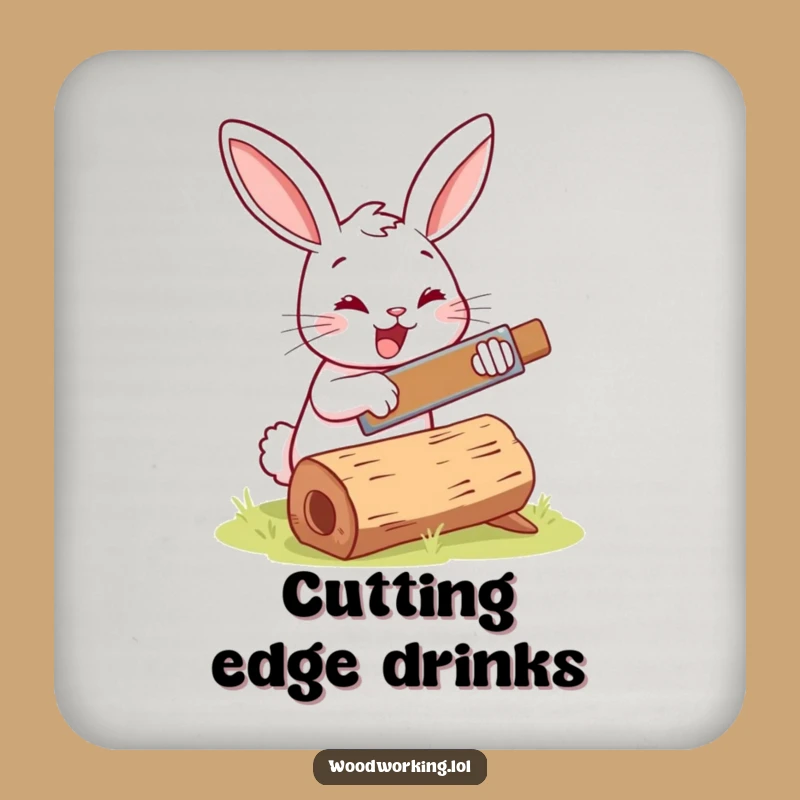 Funny Bunny Woodworker Drink Coaster: Protect Surfaces with Charm!