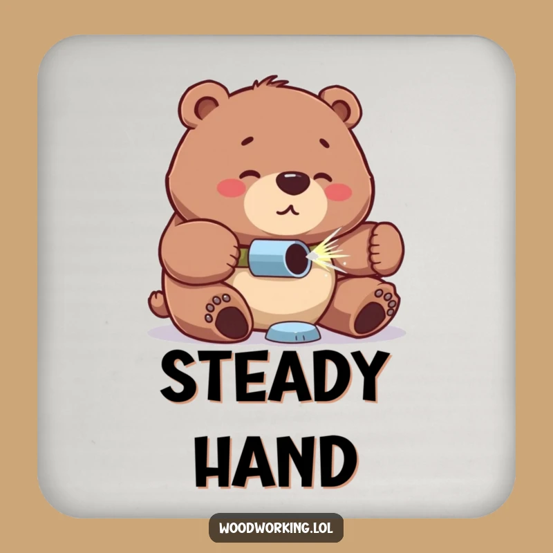 Funny Bear Drill Coaster: Protect Surfaces with Focus