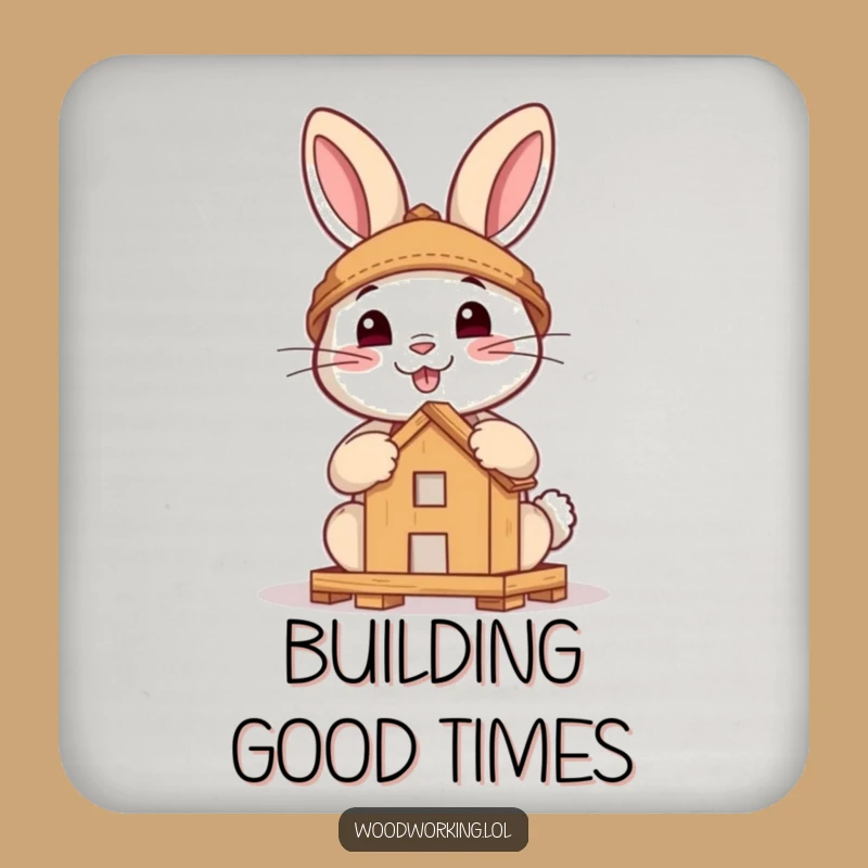 Funny Brave Rabbit Drink Coaster - Protect Surfaces Woodland Humor Gift
