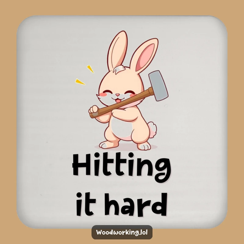 Funny Bunny Hammer Coaster - Hilarious Cartoon Drink Protector!