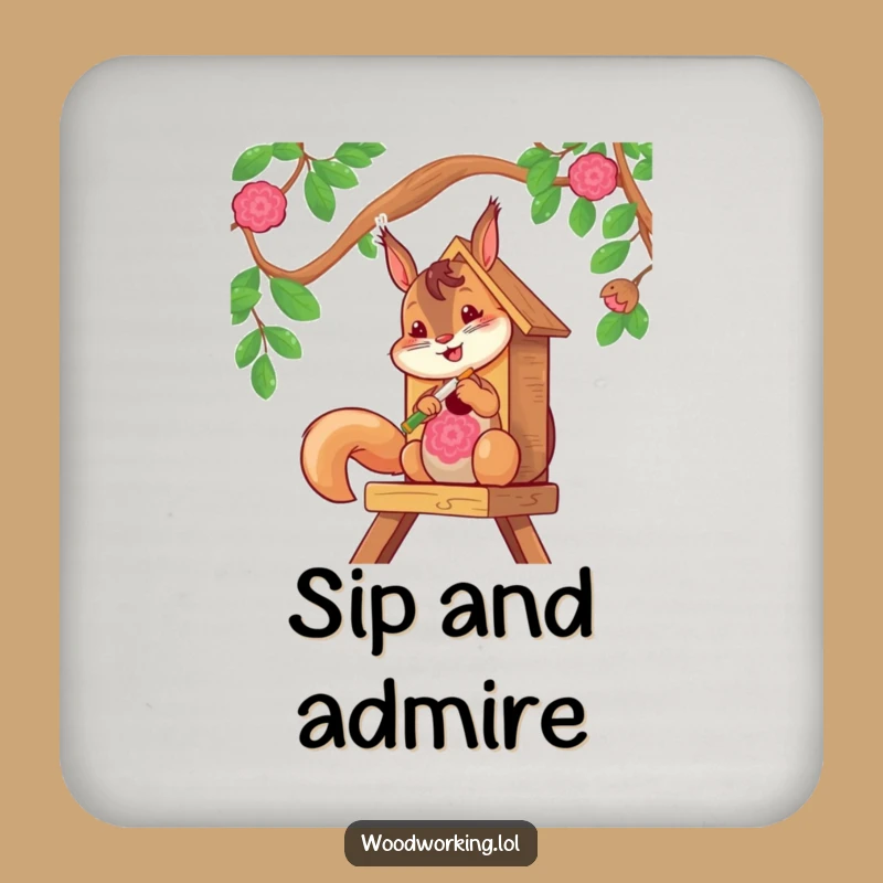 Funny Squirrel Painter Coaster - Protect Surfaces with Artful Charm!