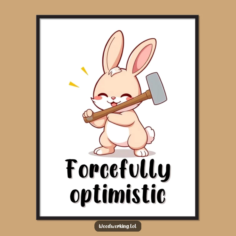 Funny Bunny Hammer Poster - Whimsical Cartoon Wall Art Gift!