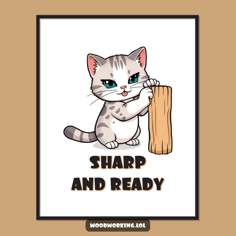 Funny Cat Claw Sharpener Poster: Fierce Feline Wall Art!
