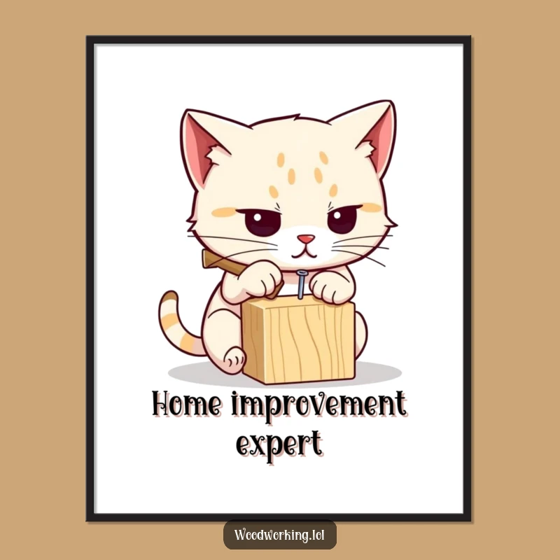 Funny Cat Hammering Poster: Hilarious DIY Wall Art for Cat Lovers