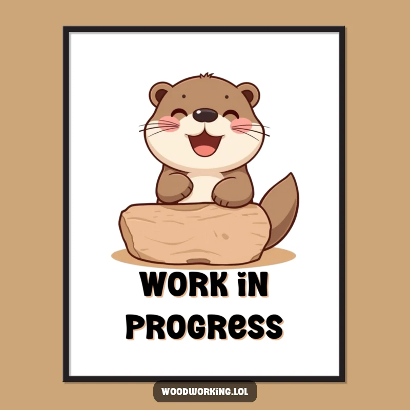 Funny Otter Woodworking Poster: Decorate with Crafty Charm!
