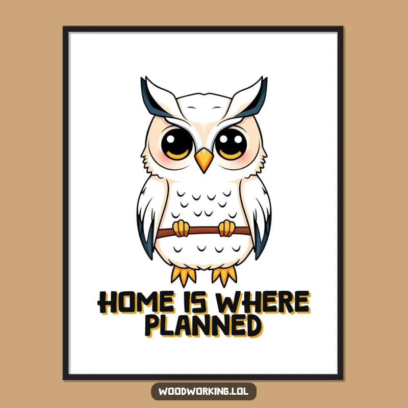 Funny Owl Architect Poster: Wise Owl Blueprint Art for Your Wall