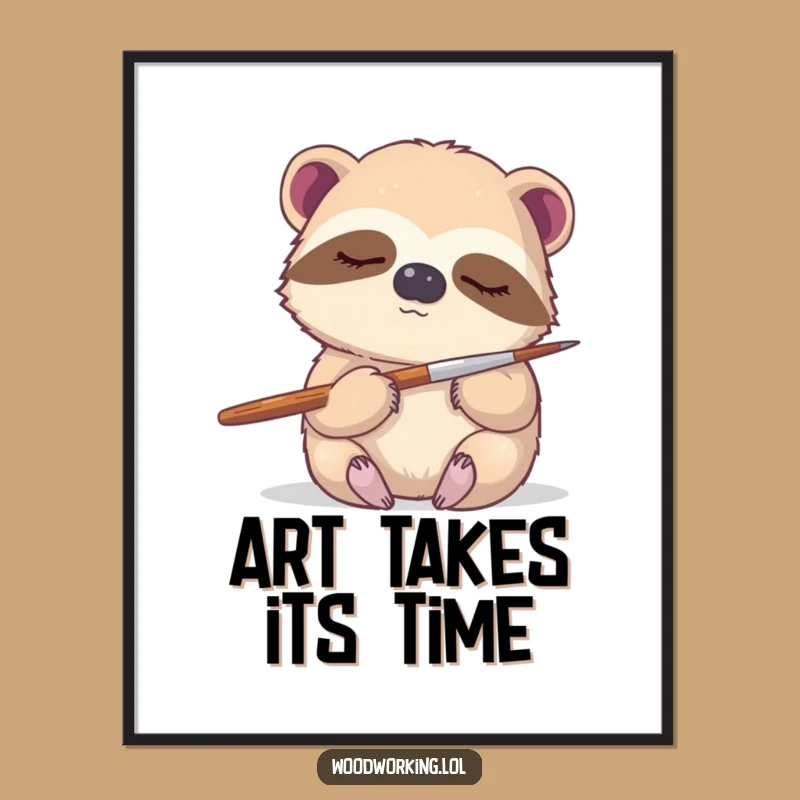 Funny Sloth Artist Poster: Wall Art for the Patient Painter!