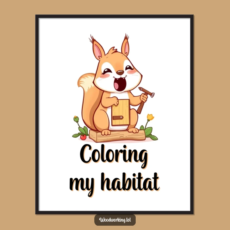 Funny Squirrel Painter Poster - Whimsical Cartoon Wall Art Gift!