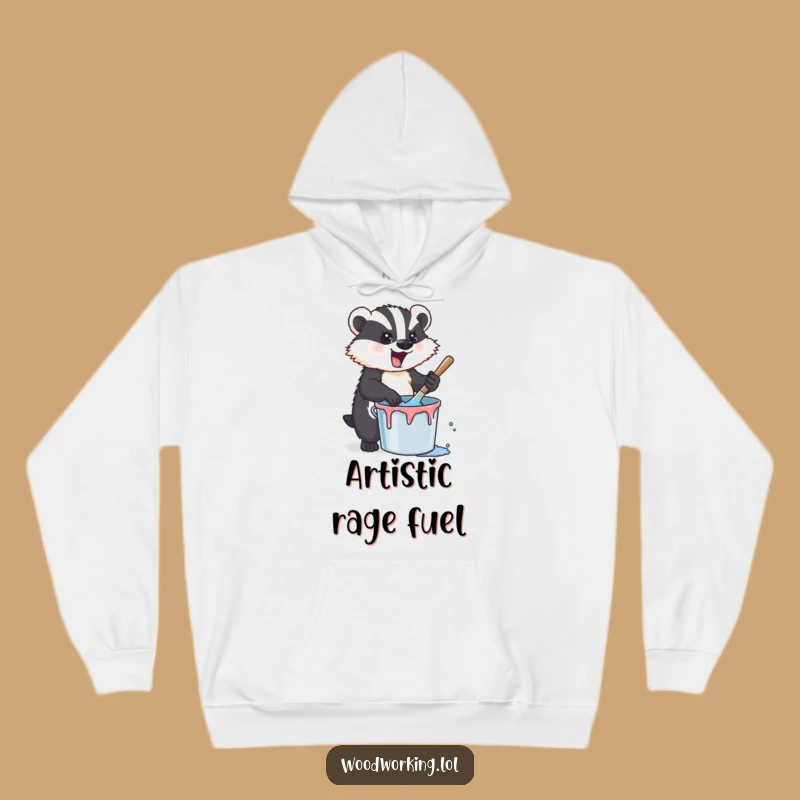Funny Badger Paint Stirrer Hoodie: Cozy Up with Artistic Humor and Warmth