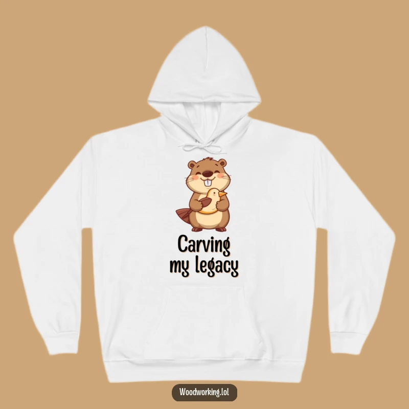 Cozy Funny Beaver Carver Hoodie - Warm and Whimsical Gift for Woodworkers
