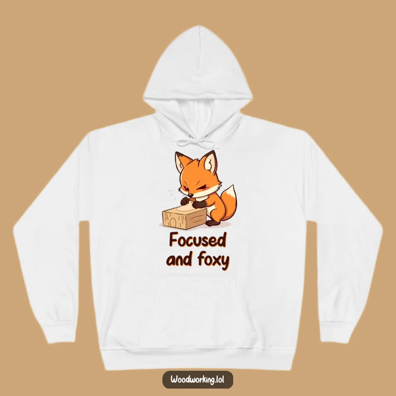 Cozy Funny Fox Sander Hoodie - Warm Gift for Focused Builders