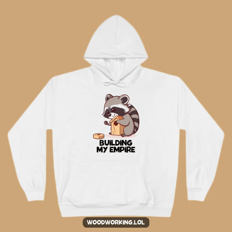 Funny Raccoon Sanding Birdhouse Hoodie: Cozy Carpenter Apparel for Crafty Comfort