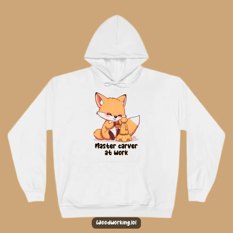 Cozy Funny Fox Carver Hoodie: Warm Comfort for Crafty Souls