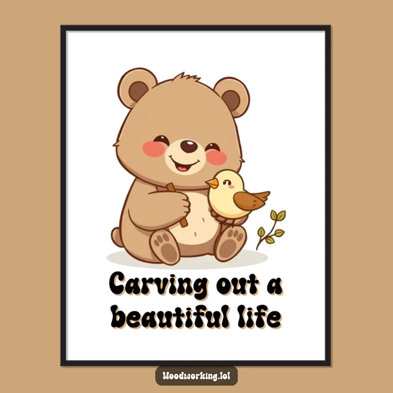 Funny Free Printable Wall Art: Bear's Carving Pride, Downloadable Art for Craft Lovers