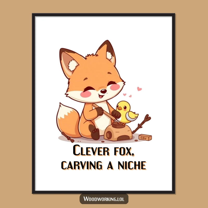 Free Printable Wall Art: Crafty Fox Carver, Hilarious DIY Downloadable Decor for Cozy Spaces