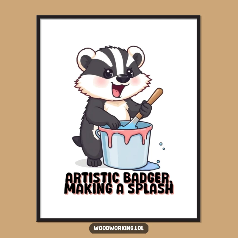 Free Printable Wall Art: Energetic Badger Artist, Hilarious DIY Downloadable Decor for Quirky Spaces