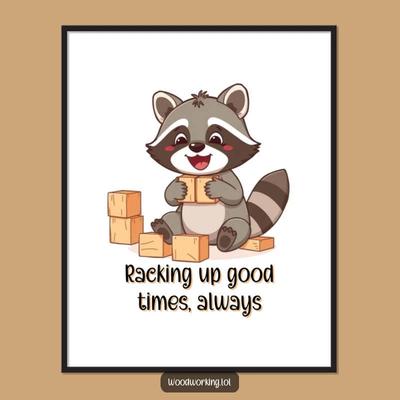Free Printable Wall Art: Raccoon Building Fun - Whimsical Downloadable Decor