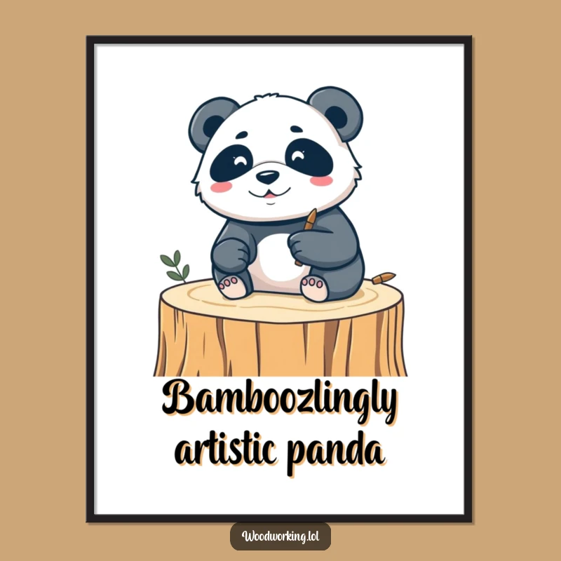 Free Printable Wall Art: Silly Panda's Wood Carving Masterpiece