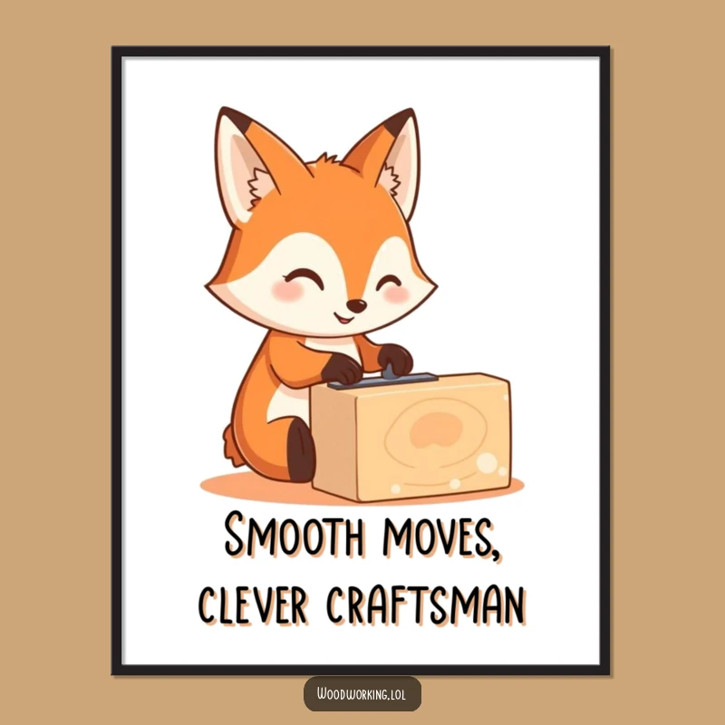 Funny Free Printable Fox Woodworker Art: Downloadable Poster for Cozy Decor