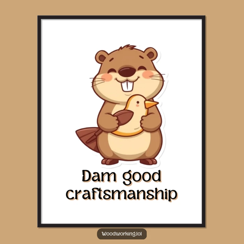 Funny Free Printable Wall Art: Beaver Carver, Downloadable Craft Decor
