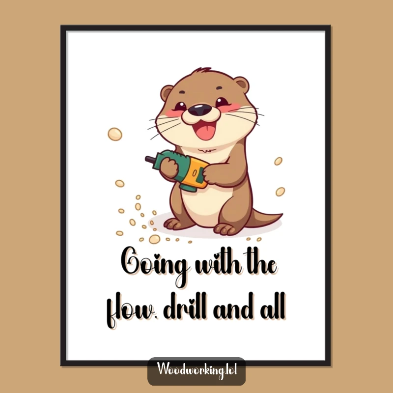 Funny Free Printable Wall Art: Otter Drilling DIY Decor