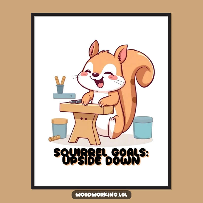 Funny Free Printable Wall Art: Giggling Squirrel Upside Down - Downloadable Decor